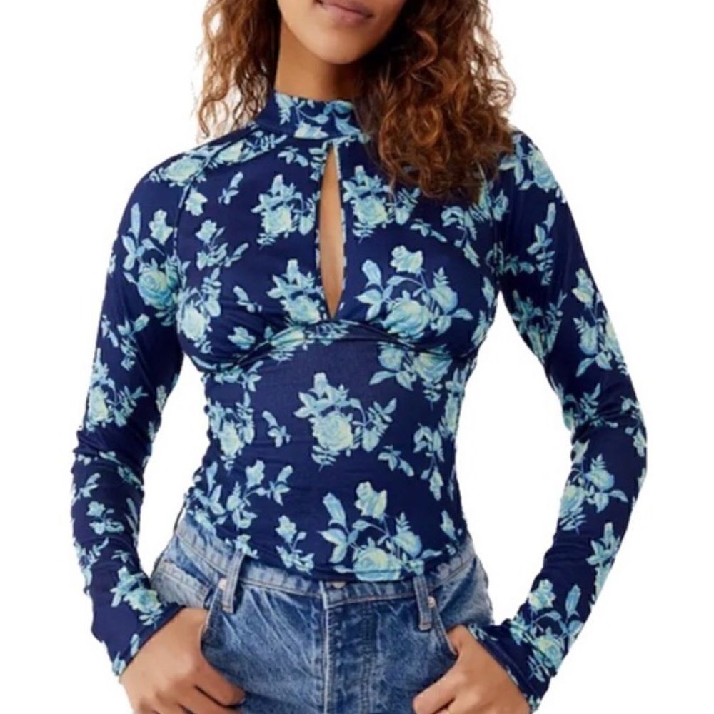 FREE PEOPLE Dinner Party Top Blue Size XS